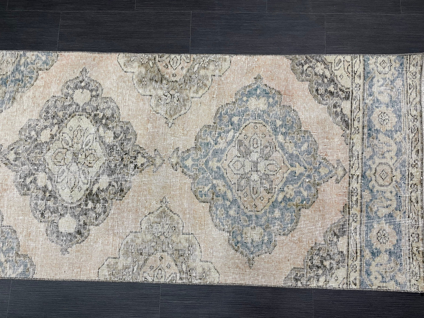 Muted Runner Rug 2.6 x 12.4 ft Turkish Runner Rug Vintage Runner Rug Hallway Runner Rug Faded Kitchen Runner Rug Wool Runner Rug Handmade