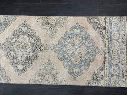 Muted Runner Rug 2.6 x 12.4 ft Turkish Runner Rug Vintage Runner Rug Hallway Runner Rug Faded Kitchen Runner Rug Wool Runner Rug Handmade