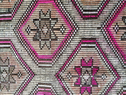 9 x 5.6 Flatwoven with Embroidery Rug TURKISH HAND MADE Rugs   Vintage Turkish Rugs   Oushak Rug  Vintage Oushak Rug, Wool Rug