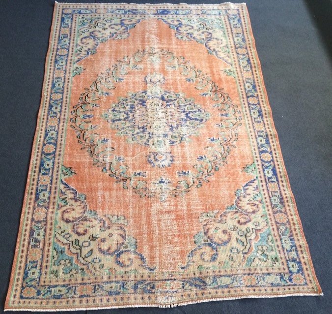 Vintage Rug Turkish Rug Oushak  Rug Bohemian Rug Living Room Rug Wool Oushak Rug Hand Made Rug