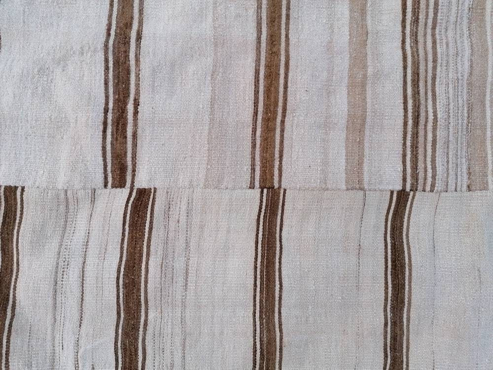 8x12 feet flatweave wool kilim, neutral color stripe rug handmade turkish kilim rug, oversize oushak brown kilims, hallway kilims