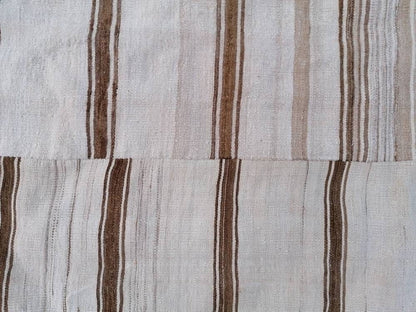 8x12 feet flatweave wool kilim, neutral color stripe rug handmade turkish kilim rug, oversize oushak brown kilims, hallway kilims