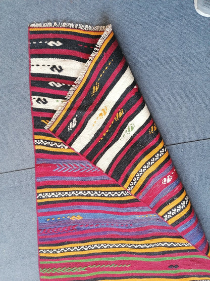 5'10x2 flat woven rugs, hand made flatweave rug, oushak rug, rustic rug, bohemian rug, rug runner, turkish rug, farmhouse rug, vintage rug