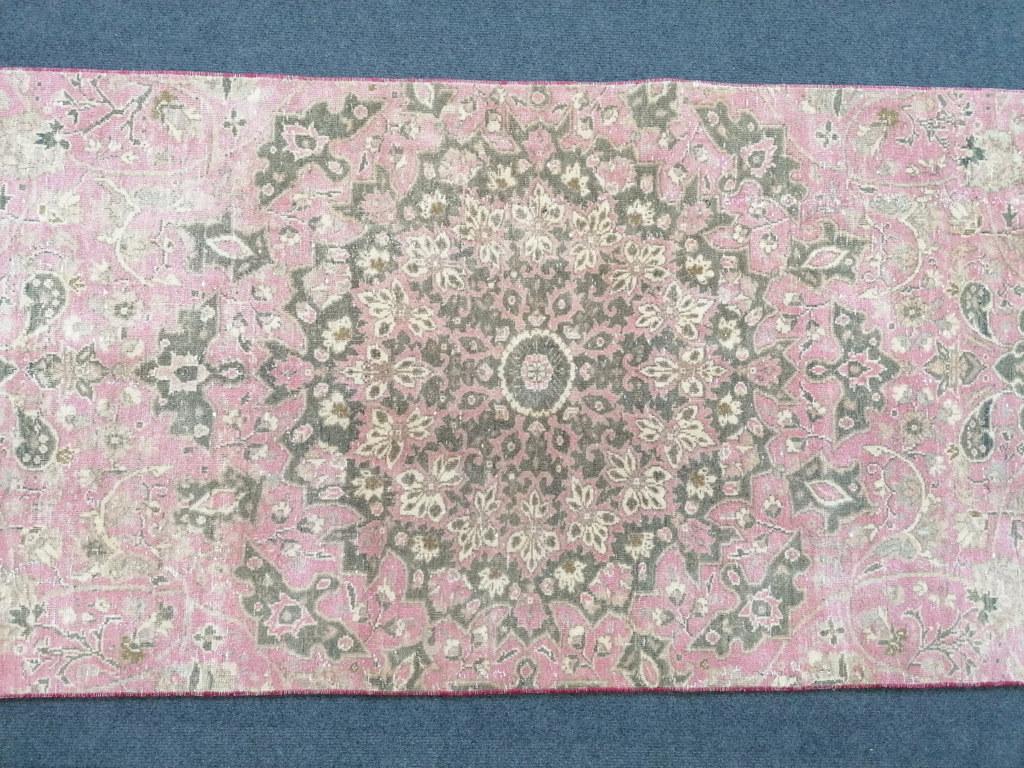 Turkish runner rug 10'7x2'7 pink runner rug, vintage oushak runner  kitchen runner rug, hallway runner rug, vintage runner oushak runner rug