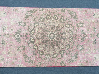 Turkish runner rug 10'7x2'7 pink runner rug, vintage oushak runner  kitchen runner rug, hallway runner rug, vintage runner oushak runner rug