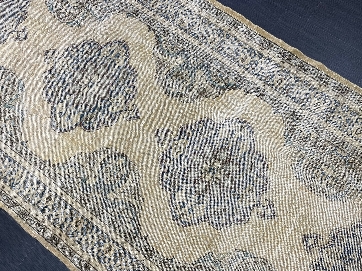 Vintage Hand Knotted Rug Vintage 5x13 Runner Oushak Runner Rug Turkish Runner Rug Vintage Runner Rug Star Kitchen Runner Natural Wool