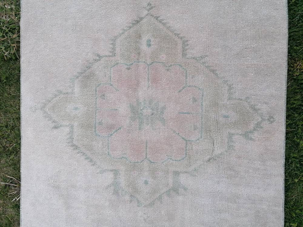 Faded runner wool rug 2'10x10'7 muted runner handmade rug, hallway runner rug, kitchen runner, bohemian runner, vintage runner rug,