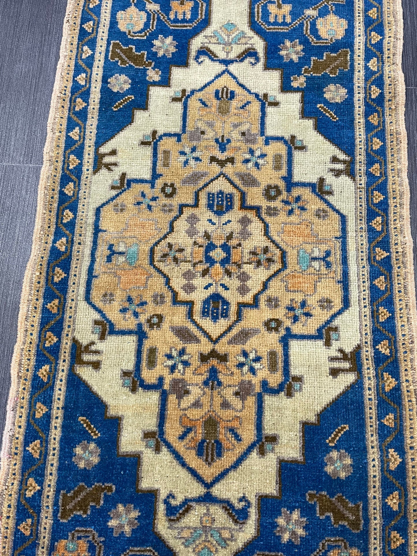 Hand Knotted Runner Rug, Vintage 1.8 x 3.7 Runner Rug,Handmade Short Runner Rug,Bathroom Runner Rug, Antique Runner Rug, Vanity Runner Rug,
