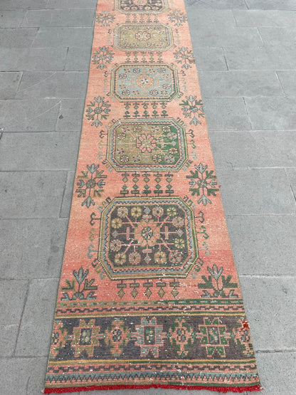 Vintage Hand Knotted 2.5 x 21.6 Extra Long Turkish Runner Very Long Stairs Runner Rug Vintage Runner Rug XL Oriental Runner Staircase Runner