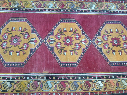 3.4 x 9.9 Vintage Oushak Runner Rug Turkish Runner Rug Vintage Runner Rug Hallway Runner Rug Kitchen Runner Rug Wool Runner Rug