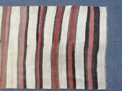 3 x 8 Vintage rug , flat woven kilim runner rug with embroidery rug, oriental carpet, vintage kilim rug wool