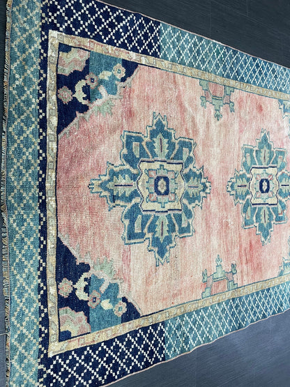 Turkish Oushak Runner 4.2 x 10 Rug Turkish Runner Rug Vintage Runner Rug Hallway Runner Rug Kitchen Runner Rug Wool Runner Navy Green