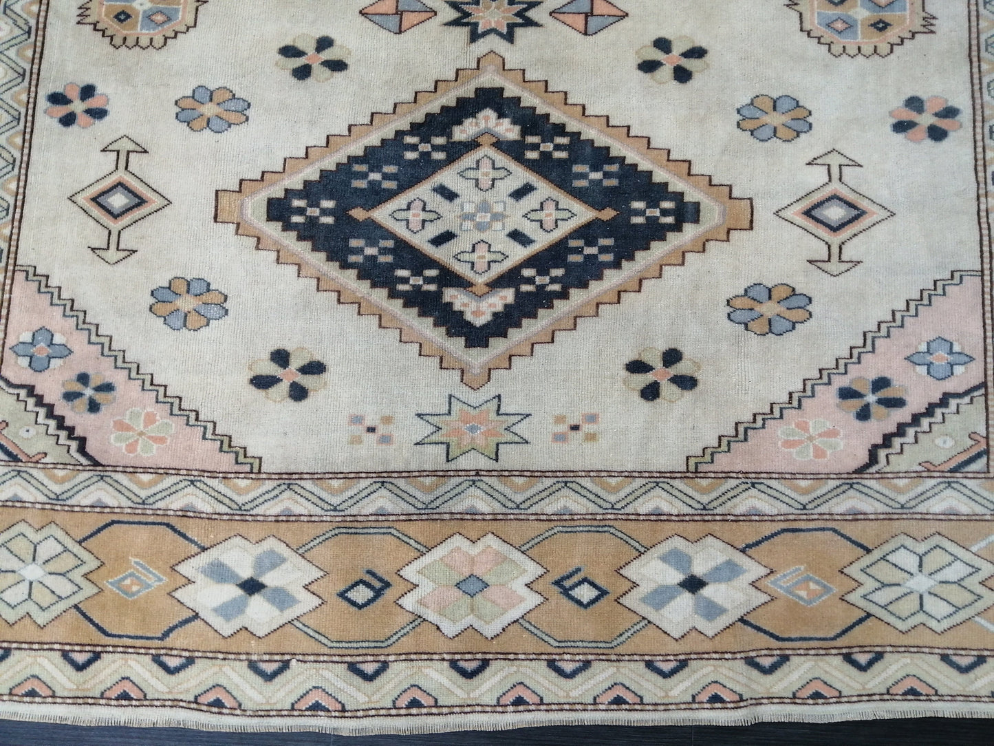 Oriental RUG 7.7 x 9 Oushak Rug Turkish Vintage Persian Rug Navy Vintage Rug Fine Wool Oushak Rugs 8x9 Turkish Rug Muted Living room Rug