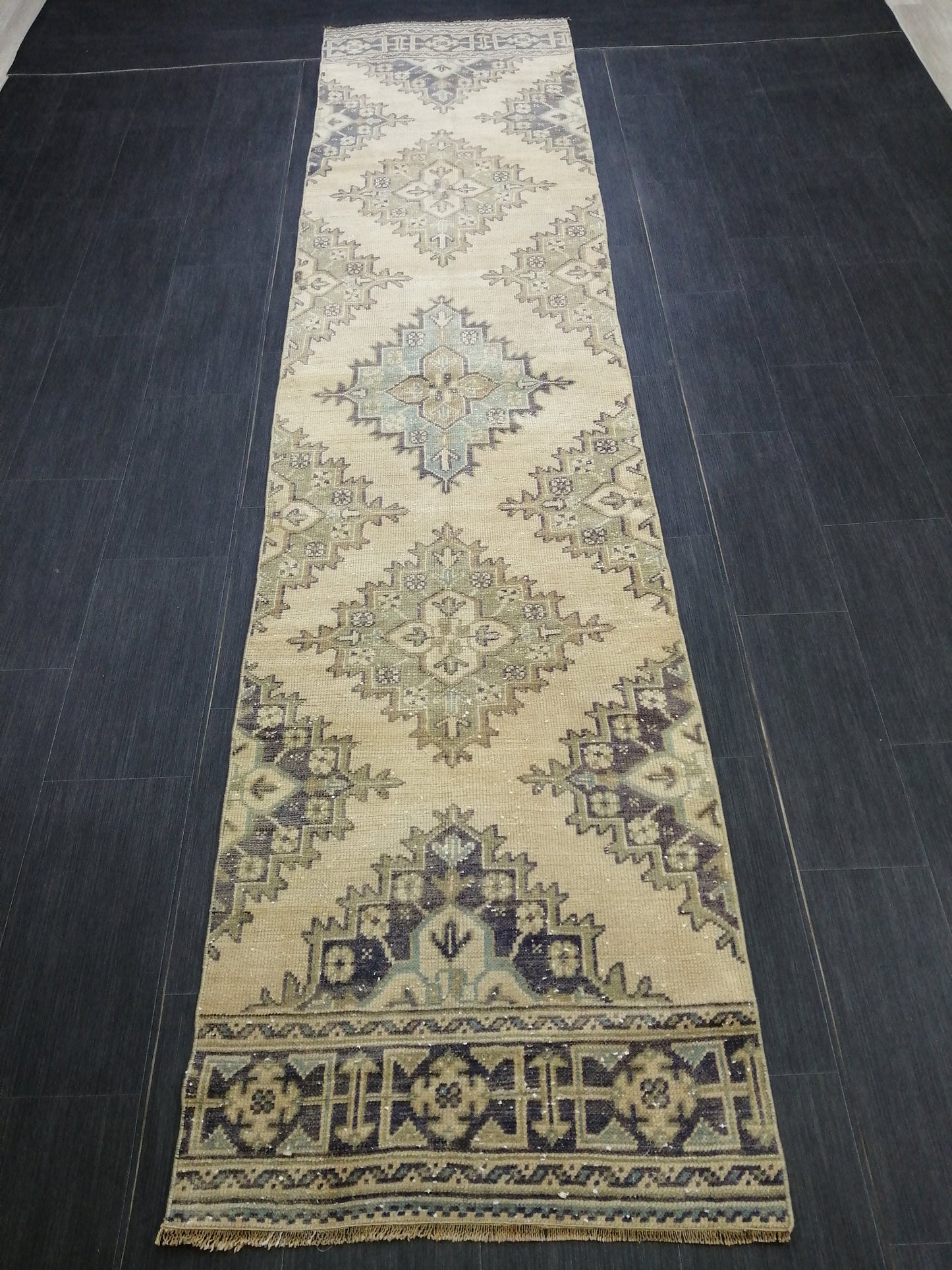 2.6 x 11.4 Oushak Runner Rug Turkish Runner Rug Muted Vintage Runner Rug Hallway Runner Rug Kitchen Runner Rug Wool Staircase Runner Rug
