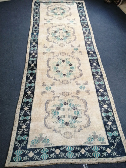 12.2 x 4.6 ft Oushak Runner Rug Turkish Runner Rug Vintage Runner Rug Hallway Runner Rug Kitchen Runner Rug Wool Runner Rug High Pile Rug