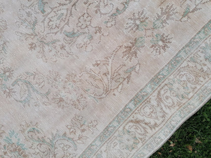 Oushak rug 6x9'4 distressed mudet vintage rug, faded living room rug anatolian rug