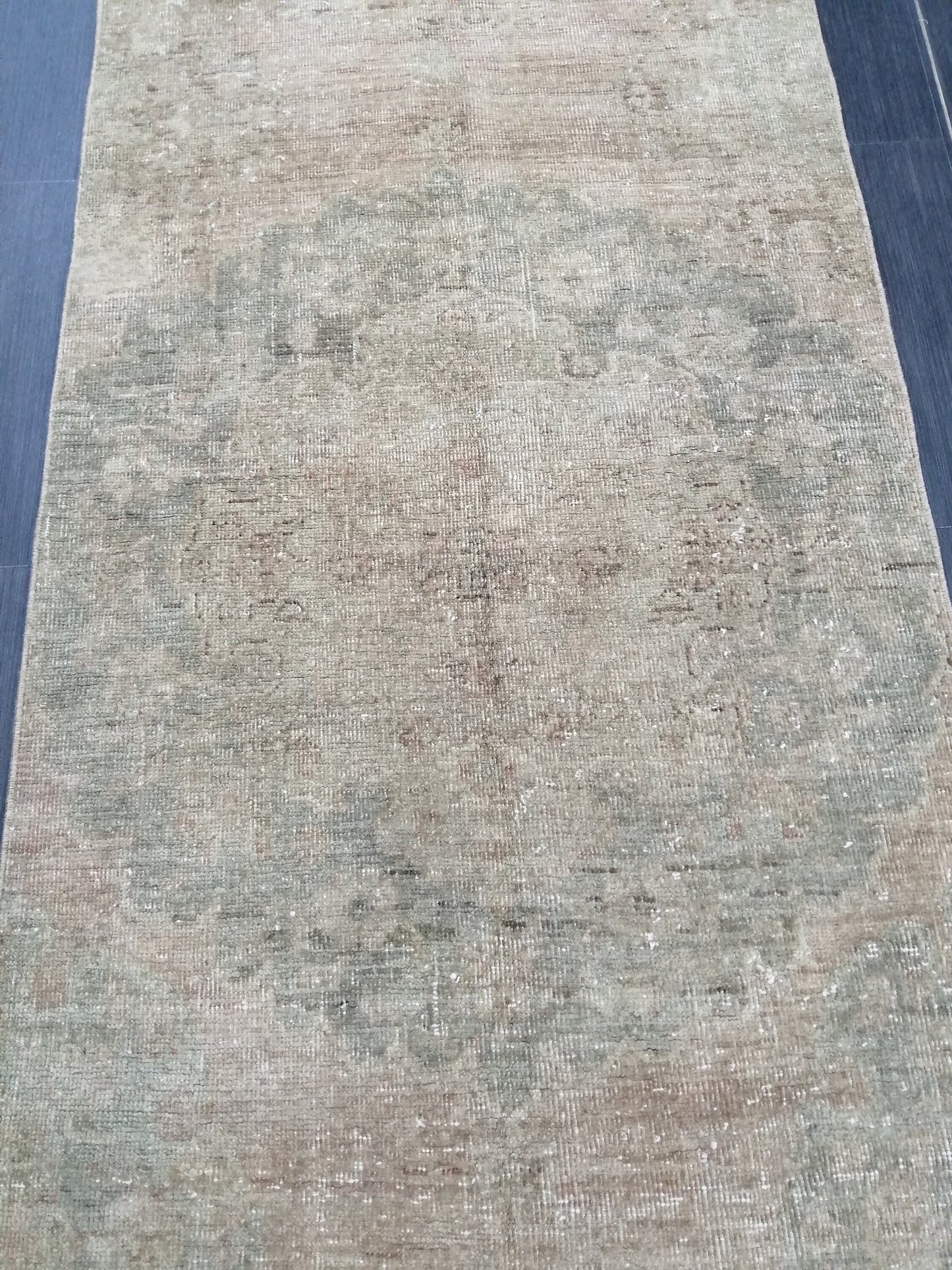 Muted Oushak Runner 13 x 2.9 Turkish Runner Rug Muted Vintage Runner Rug Hallway Runner Rug Kitchen Runner  Wool Runner Rug Wool Oushak Rug