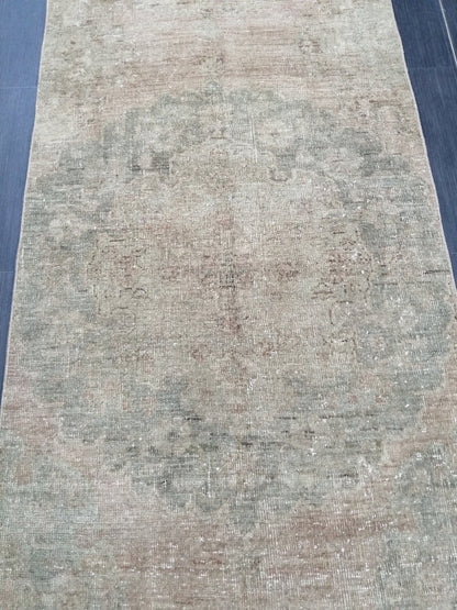 Muted Oushak Runner 13 x 2.9 Turkish Runner Rug Muted Vintage Runner Rug Hallway Runner Rug Kitchen Runner  Wool Runner Rug Wool Oushak Rug