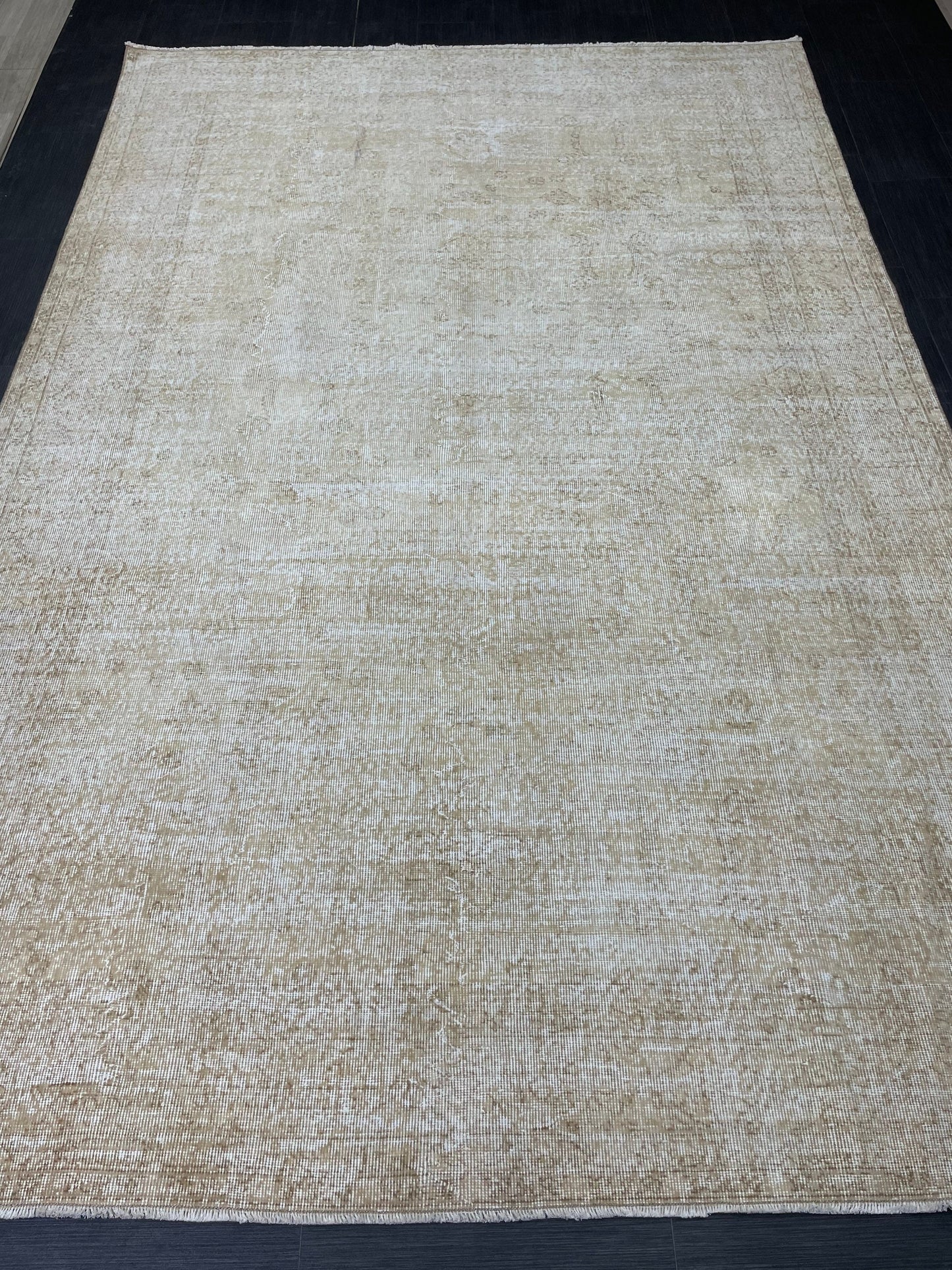 Neutral Vintage Rug Muted TURKISH 7 x 10.4 Rug Handmade Rug Distressed Rug  Large Turkish Oushak Rug Wool Rug Hand Knotted Rug