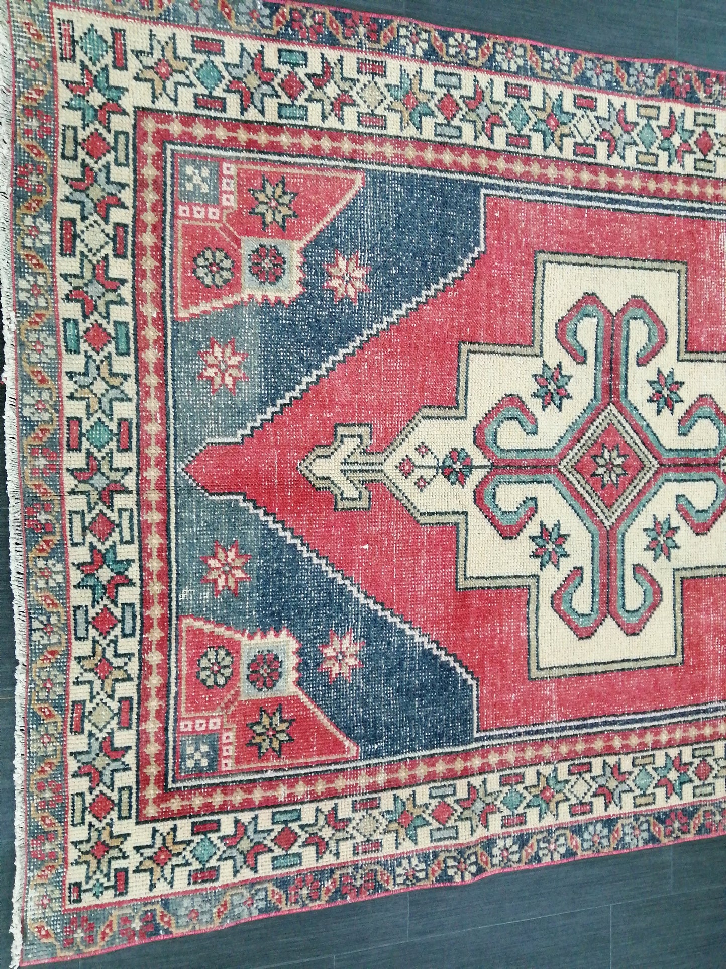 Vintage OUSHAK RUG 8.6 x 4.4 Modern Motifs  TURKISH Rug Vintage Modern Rug Vintage Rug Wool Oushak Rug Hand Made Rugs