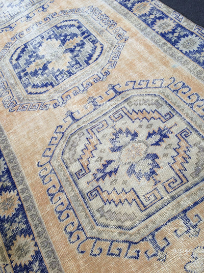 13.3 x 4.6 Oushak Runner Rug Turkish Runner Rug Vintage Runner Rug Hallway Runner Rug Kitchen Runner Rug Wool Runner Rug Wool blue dyes