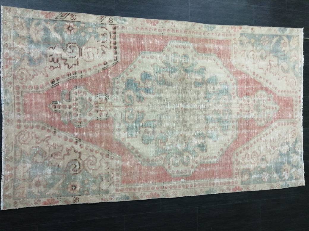 Vintage WOOL RUGS, 3.8 x 6.2 Vintage Rug Turkish Oushak  Rug, Hand Made Rug, Living Room Rug, Oushak Rug, Farmhouse  Rug, Oriental Rug,