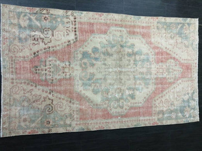 Vintage WOOL RUGS, 3.8 x 6.2 Vintage Rug Turkish Oushak  Rug, Hand Made Rug, Living Room Rug, Oushak Rug, Farmhouse  Rug, Oriental Rug,