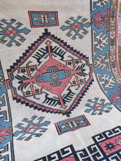 Turkısh blue wool rug 6x4 vıntage oushak rug,handmade oushak rug