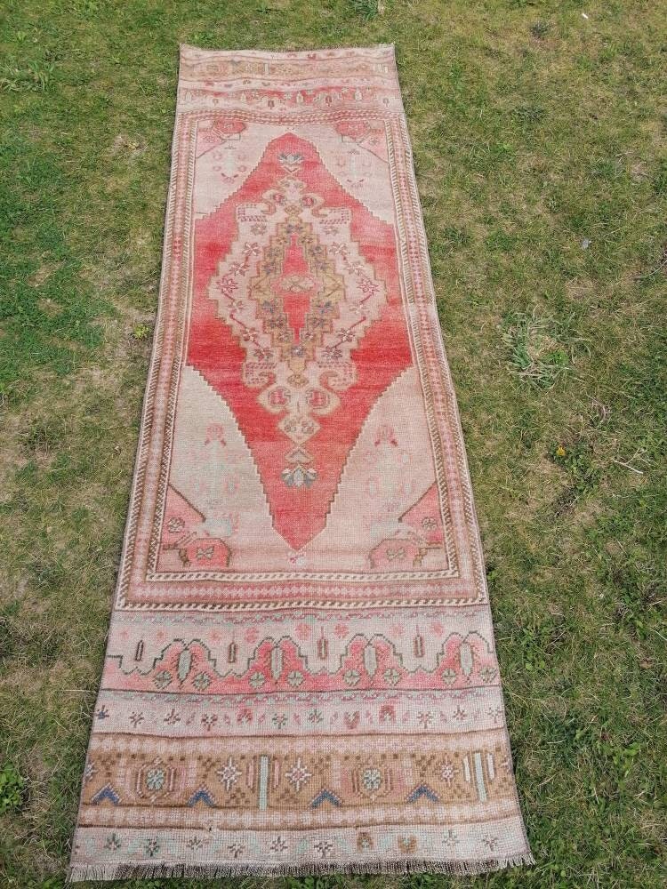 2'7x8'2 wool oushak runner rug hallway handmade runner, vintage runner rug turkish runner rug kitchen runner