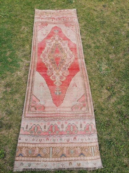 2'7x8'2 wool oushak runner rug hallway handmade runner, vintage runner rug turkish runner rug kitchen runner