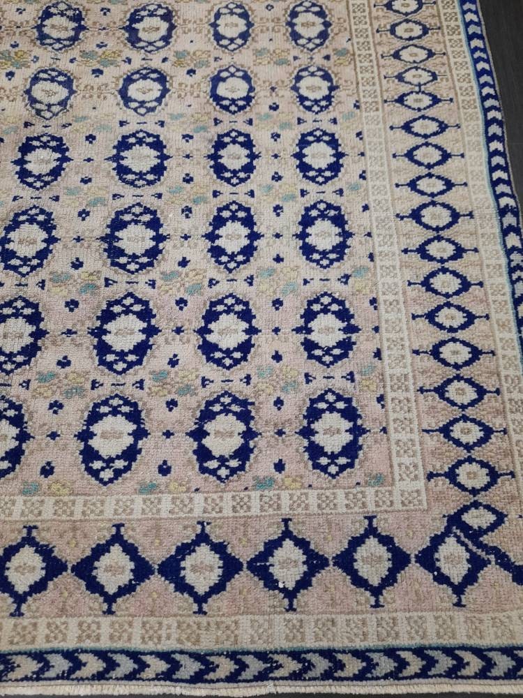 Vintage Turkish Rug, Vintage Navy 6.8 x 10 Rug, Oriental Rugs, Wool Rug, High Pile Vintage Rug, Hand Made Rug Persian Rug 7x10 rug