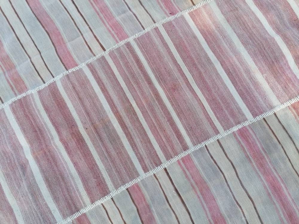 6.5 x 8.5 Flatwoven kilim rug  stripe handmade rugs vintage turkish rugs oushak rug, wool rug