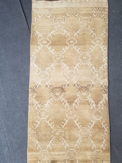 Oushak runner rug, earth tone runner rug, 2'8x11'5 ft