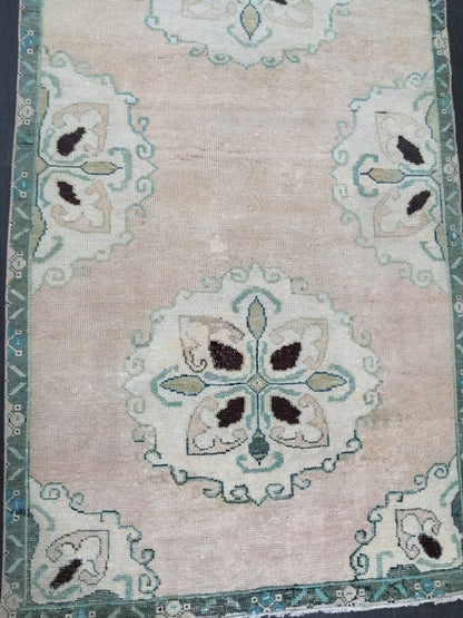 3.8 x 11.3 Oushak Runner Rug Turkish Runner Rug Vintage Runner Rug Hallway Runner Rug Kitchen Runner Rug Wool Runner Floral Oriental Runner