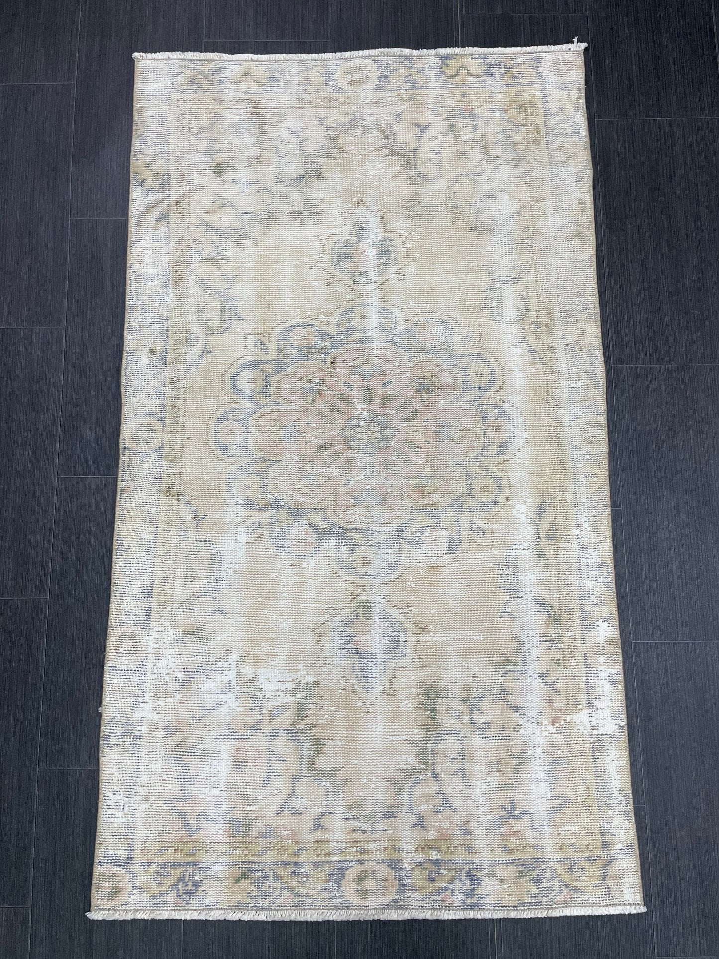 Muted Vintage Rug TURKISH Distressed Rug Vintage 3x5 Rug Oushak Rugs Muted Rug Turkish Oushak Rug, Vintage Oushak Rug Wool Rug