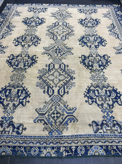 Antique Oushak RUG, Turkish 8.7 x 10.3 Rug, Hand Knotted Rug, Vintage Wool Rug, Oriental Rug Handmade Rug, Persian Rug