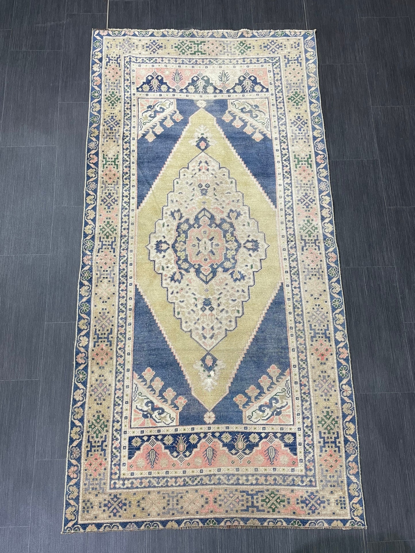 OUSHAK RUG TURKISH Vintage 3.5 x 7 Rug Vintage Oriental Rug Vintage Rug Wool Hand Knotted Rug Hand Made Rugs Vintage Turkish Rug