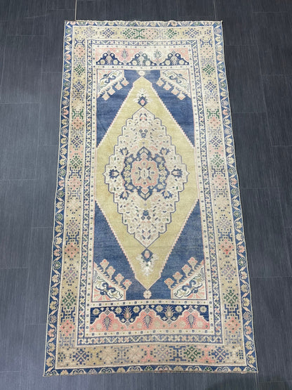 OUSHAK RUG TURKISH Vintage 3.5 x 7 Rug Vintage Oriental Rug Vintage Rug Wool Hand Knotted Rug Hand Made Rugs Vintage Turkish Rug