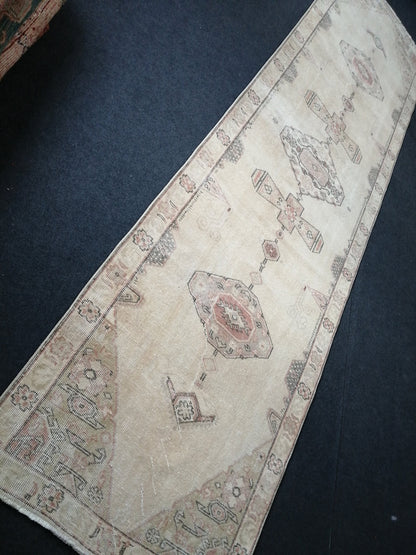 3.2 x 12 Oushak Runner Rug Blue Turkish Runner Rug Vintage Runner Rug Hallway Runner Rug Kitchen Runner Rug Wool Runner Rug Wool Oushak Rug