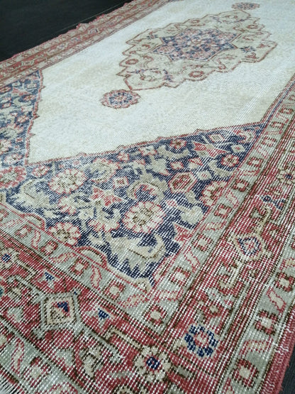 6.9 x 3.9 Rug Handmade Rug Oushak Rug, Rustic Rug Hand Knotted Rug, Rug Runner,Muted  Turkish Rug, Farmhouse Rug, Vintage Rug, Wool rug