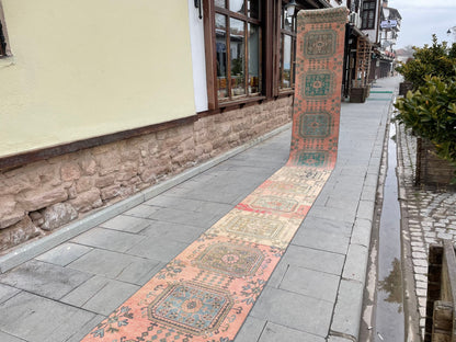 Handmade Staircase Runner Rug 2.3 x 24 ft Extra Long TURKISH Runner Rug Vintage Runner Rug Distressed Runner Rug  Runner Hand Knotted Runner