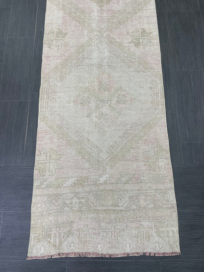 Muted Oushak Runner 2.7 x 13.4 Rug Turkish Runner Rug Vintage Runner Rug Long Hallway Runner Rug Kitchen Runner Rug Wool Runner