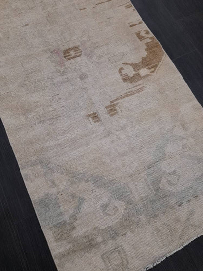 Muted Vintage Runner Rug 2.9 x 11.8 Muted Abstract Turkish Runner Rug XL Vintage Oriental Muted Runner Rug Hallway Runner Soft Wool Runner