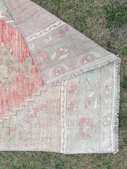 Oushak turkish runner rug, vintage wool runner 2'7x10'4 hallway handmade runner, kitchen runner, bohemian rug