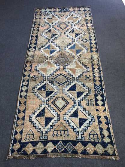 Old Turkish Rug, Oushak Rug, Wool Oriental Blue Rug, Oushak Runner Rugs, Farmhouse Rug, Vintage Rug, Vintage Rug, Hand Made Rug