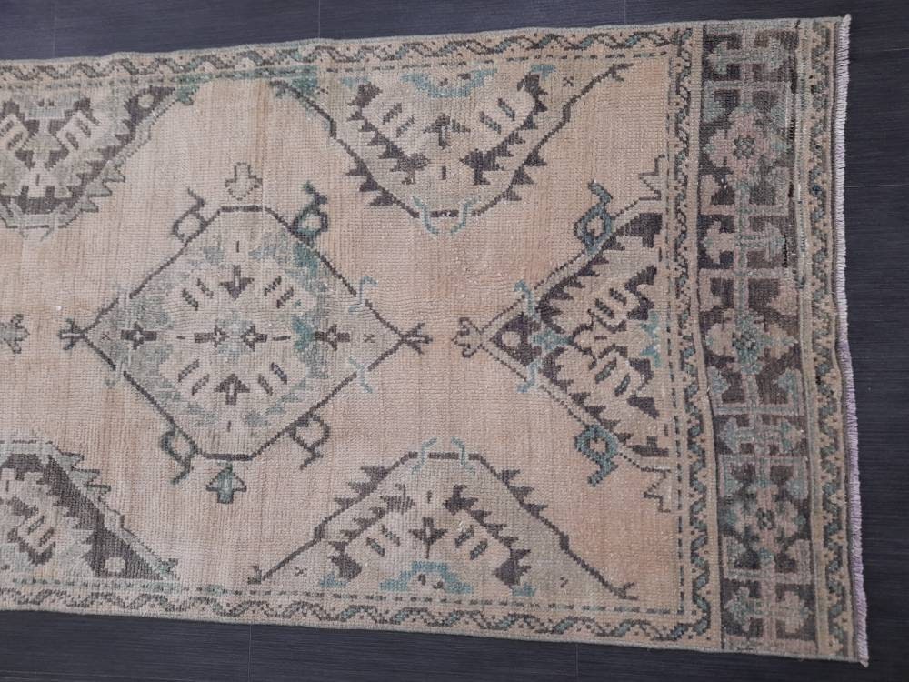 Vintage Runner 3 x 10.8 Rug Muted TURKISH Muted Runner Rug Vintage Oushak Runner Rug Vintage Runner Rug Wool Oriental Runner Handmade Runner