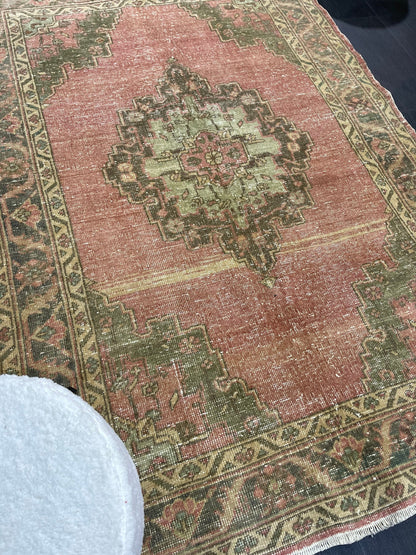 Handmade Rug, Vintage 4.4 x 6.4 Turkish Rug, Persian Rug, NATURAL Wool Rug, Living Room Rug, Oushak Rug, Hand Knotted Rug, Kitchen Rug,