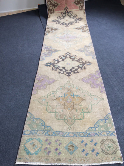 13.5 x 2.7 Turkish Runner Vintage Runner Rug Oushak Rug Runner Boho Runner Rugs Wool Runner Rug Hand Made