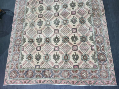 Antique Fine Knotted Rug, 5.3 x 8.2 Vintage Rug, Turkish Wool Rug, Oushak Rug Fine Rug, Hand Knotted Rug, Persian Rug, Handmade Rug