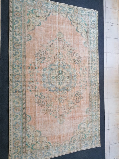 5'10x9'2  vintage turkish rug, large oushak rug, living room rug, vintage hand made rug, bohemian rug, kitchen rug